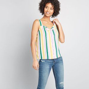 ModCloth Affogato Multi Stripe Button-Up Tank